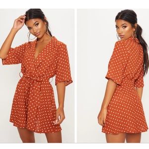 NWT pretty little things Terracotta Polka Dot Tea Dress size 2